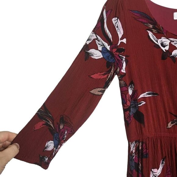 Chicwish Burgundy Red Floral Boho Maxi Dress Size Large - Picture 5 of 12